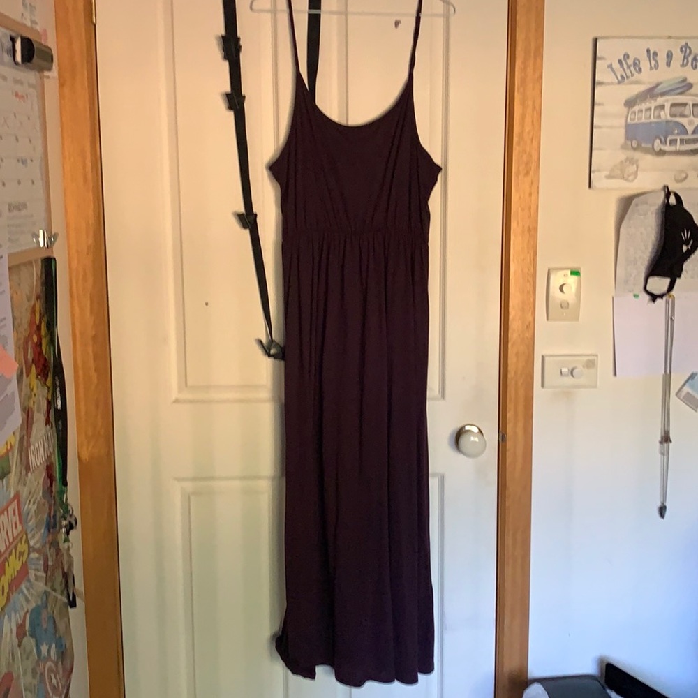 Maxi Plum Purple Spaghetti straps SIZE L - Picture 1 of 5